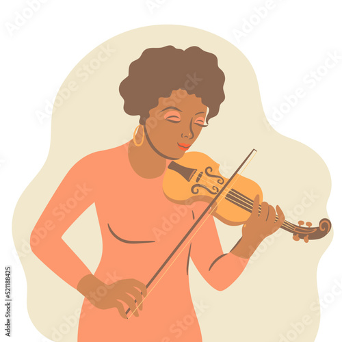 Girl violinist on a white background. Vector graphics.