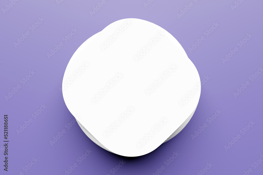 3D illustration white rhombus frame  for text on a purple  background. Cover illustration