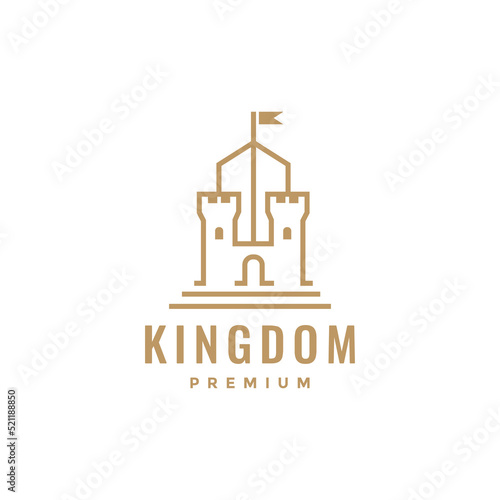 hipster kingdom castle flag logo design