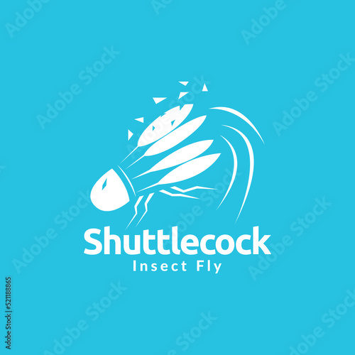 fly shuttlecock insect logo design