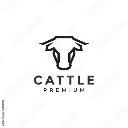 minimalist modern head cow cattle logo
