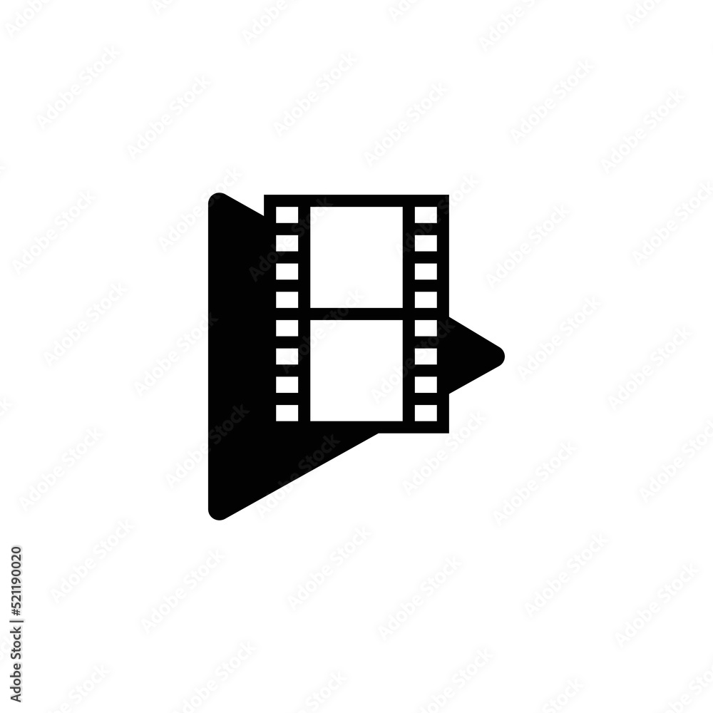 Movie Icon, Video Sign, Film Icon Sign Vector Isolated on White Artboard