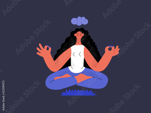 Relaxing shopping - Online shopping and electronic commerce series - modern flat vector concept illustration of a meditating woman in lotus pose. Promotion, discounts, sale and online orders concept