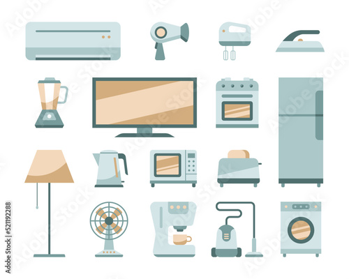 Flat style household appliances vector illustration