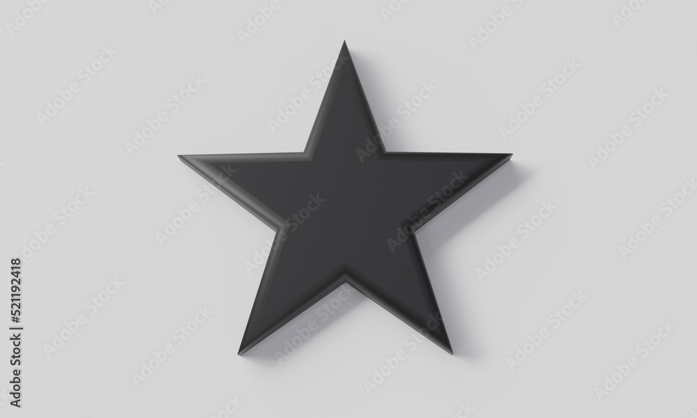 3D render minimal star black symbol isolated on white background. 3D render minimal star black symbol isolated on white background.
