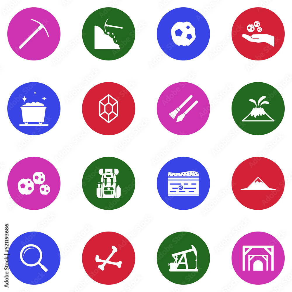 Geology Icons. White Flat Design In Circle. Vector Illustration. Geology Icons. White Flat Design In Circle. Vector Illustration.