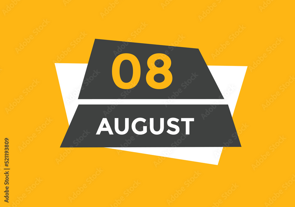august 8 calendar reminder. 8th august daily calendar icon template. Vector illustration
august 8 calendar reminder. 8th august daily calendar icon template. Vector illustration
