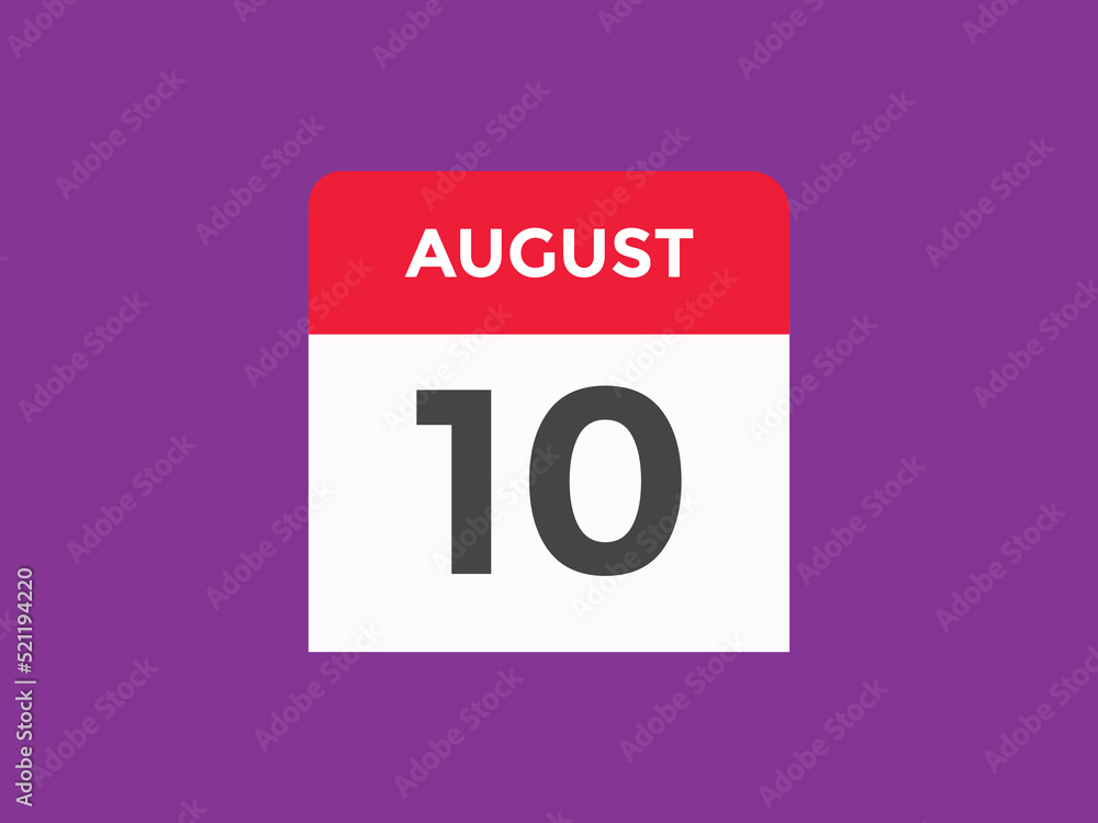 august 10 calendar reminder. 10th august daily calendar icon template. Vector illustration
august 10 calendar reminder. 10th august daily calendar icon template. Vector illustration
