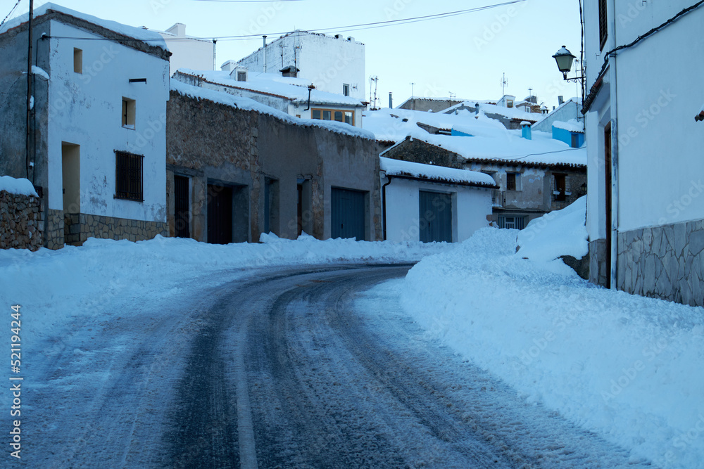 Snowy streets of Vistabella del Maestrazgo