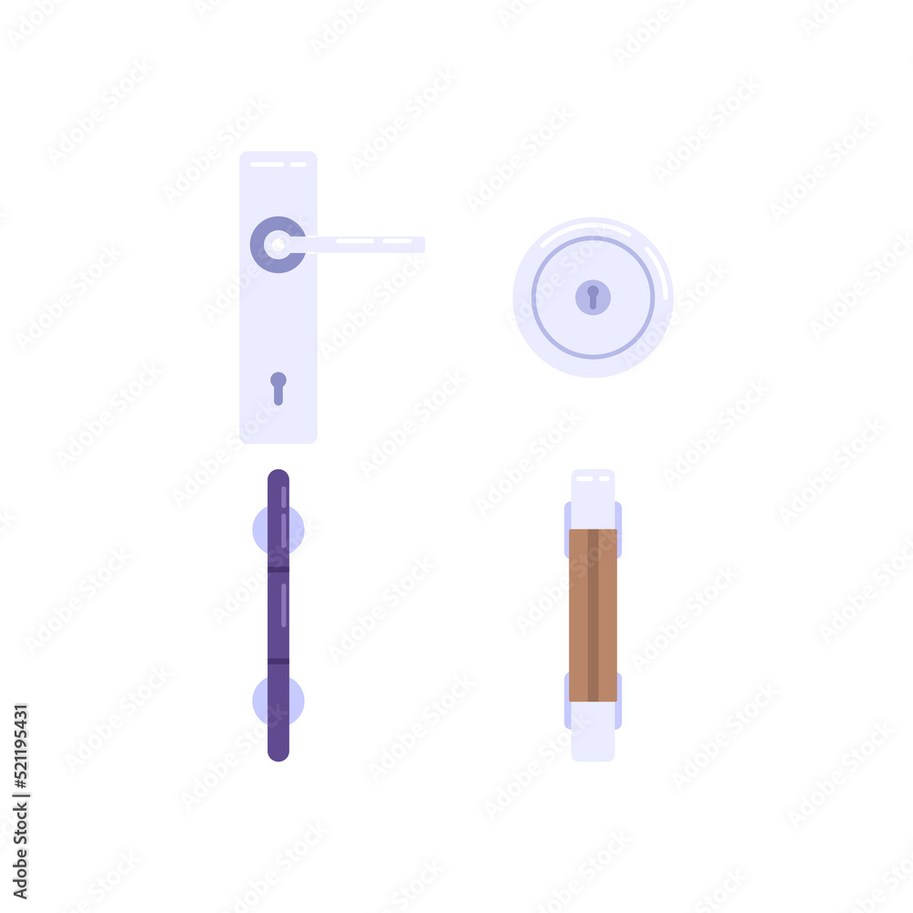 a collection of illustrations of various variations or shapes of doorknobs. icon or symbol. flat cartoon style. vector design elements a collection of illustrations of various variations or shapes of doorknobs. icon or symbol. flat cartoon style. vector design elements