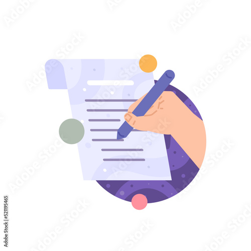 write or create a scientific paper, journal, proposal, letter, report or manuscript. a copywriter, journalist, writer, or content creator. flat cartoon illustration. vector concept design.