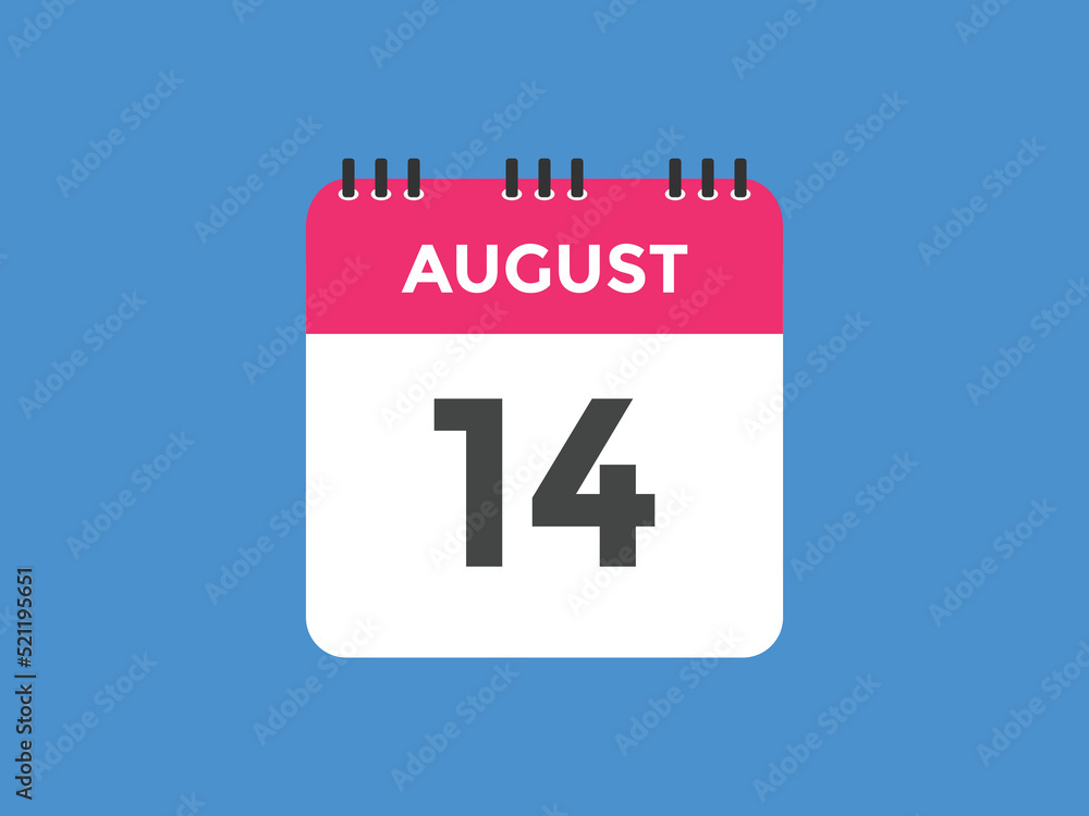 august 14 calendar reminder. 14th august daily calendar icon template. Vector illustration
august 14 calendar reminder. 14th august daily calendar icon template. Vector illustration