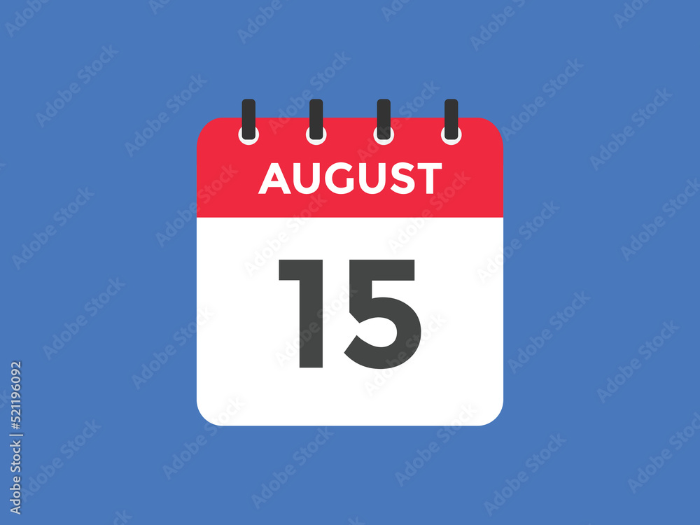 august 15 calendar reminder. 15th august daily calendar icon template. Vector illustration
august 15 calendar reminder. 15th august daily calendar icon template. Vector illustration