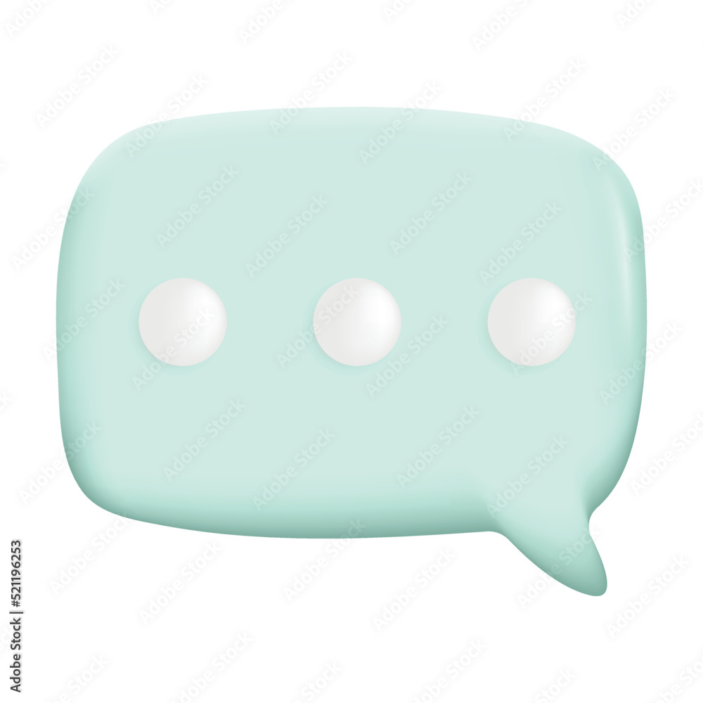 Modern 3D Minimal blue chat bubble on white background. Concept of social media messages. Render vector illustration Modern 3D Minimal blue chat bubble on white background. Concept of social media messages. Render vector illustration