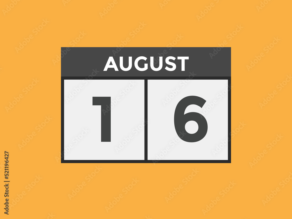 august 16 calendar reminder. 16th august daily calendar icon template. Vector illustration
august 16 calendar reminder. 16th august daily calendar icon template. Vector illustration