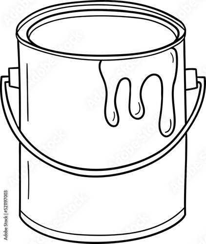 Hand drawn paint can icon. Elements for coloring. Doodle vector