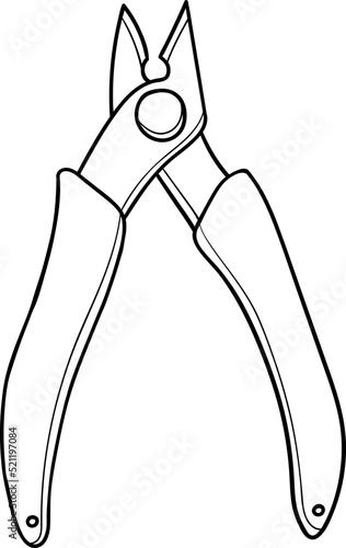 Hand drawn nippers icon. Elements for coloring. Doodle vector
