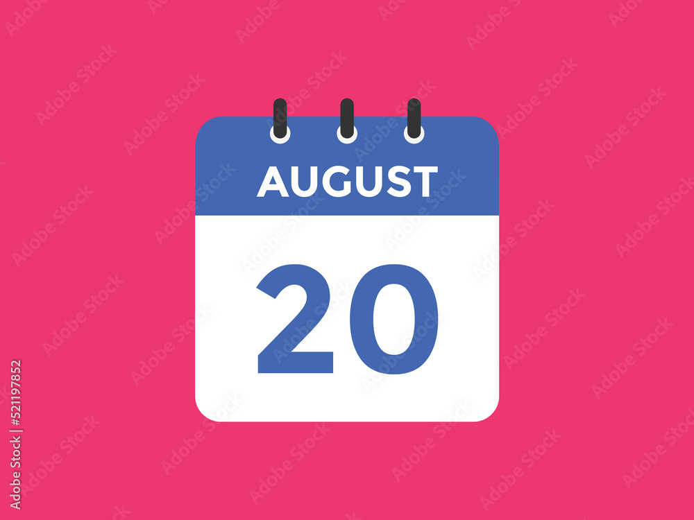 august 20 calendar reminder. 20th august daily calendar icon template. Vector illustration
august 20 calendar reminder. 20th august daily calendar icon template. Vector illustration