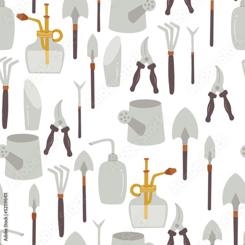 Gardening Tools Vector Seamless Pattern