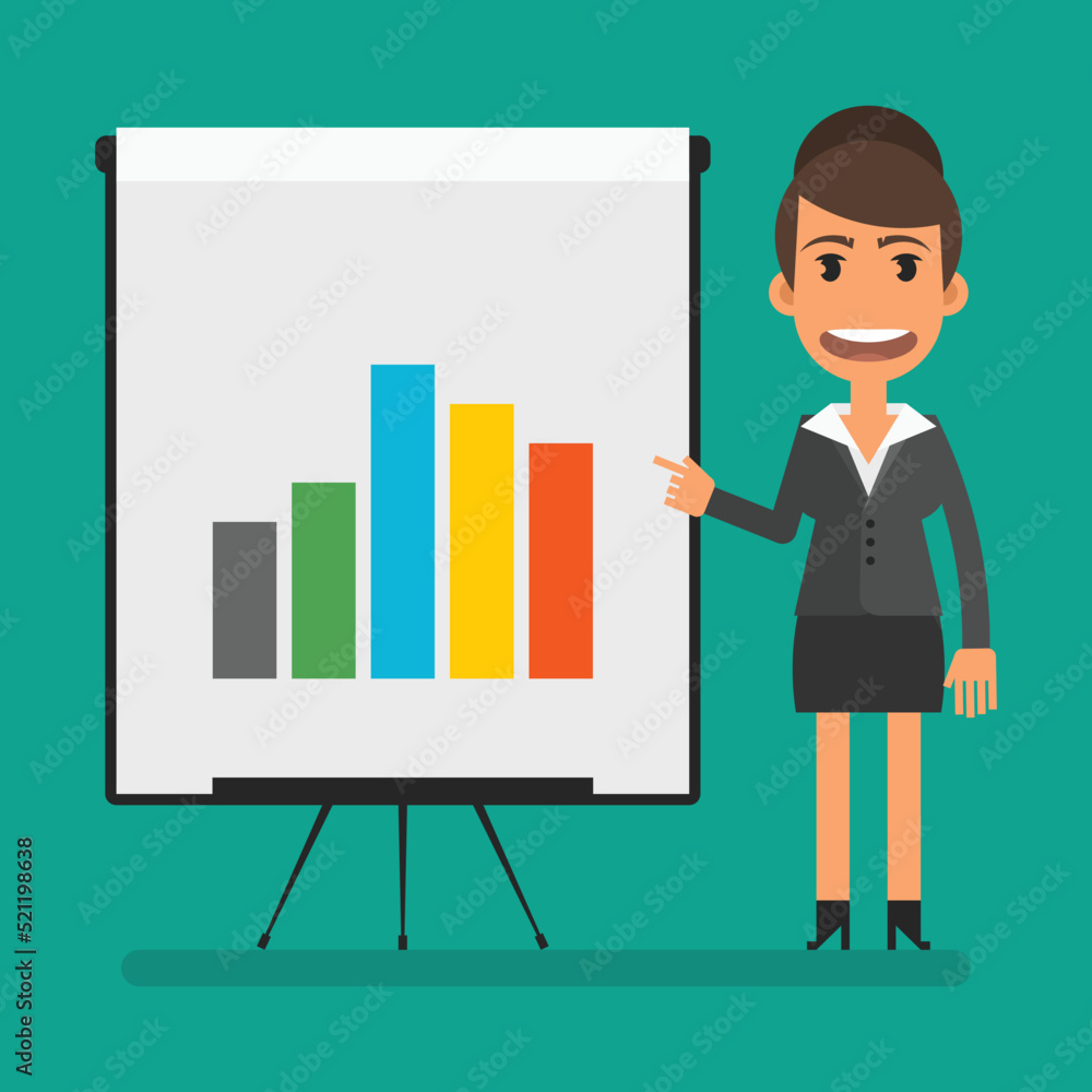 Business woman pointing her finger at negative graph Business woman pointing her finger at negative graph