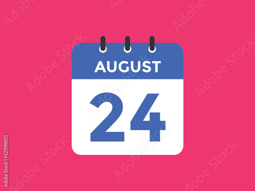 august 24 calendar reminder. 24th august daily calendar icon template. Vector illustration 
