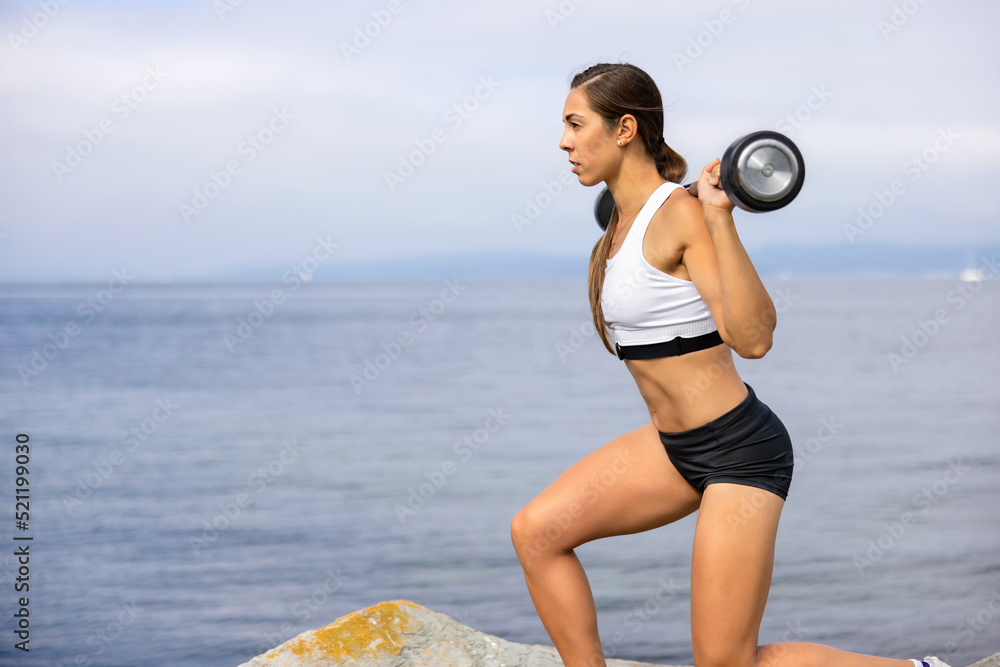 Confident Athlete Exercising With Barbell During Outdoor Workout Confident Athlete Exercising With Barbell During Outdoor Workout