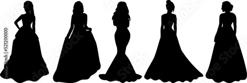 princess silhouette on white background isolated, vector