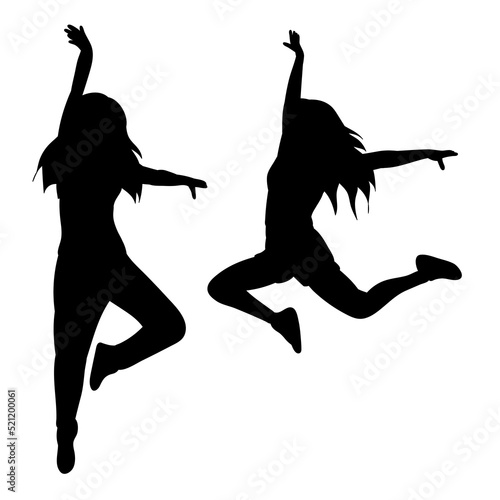 silhouette of a woman jumping on a white background isolated, vector