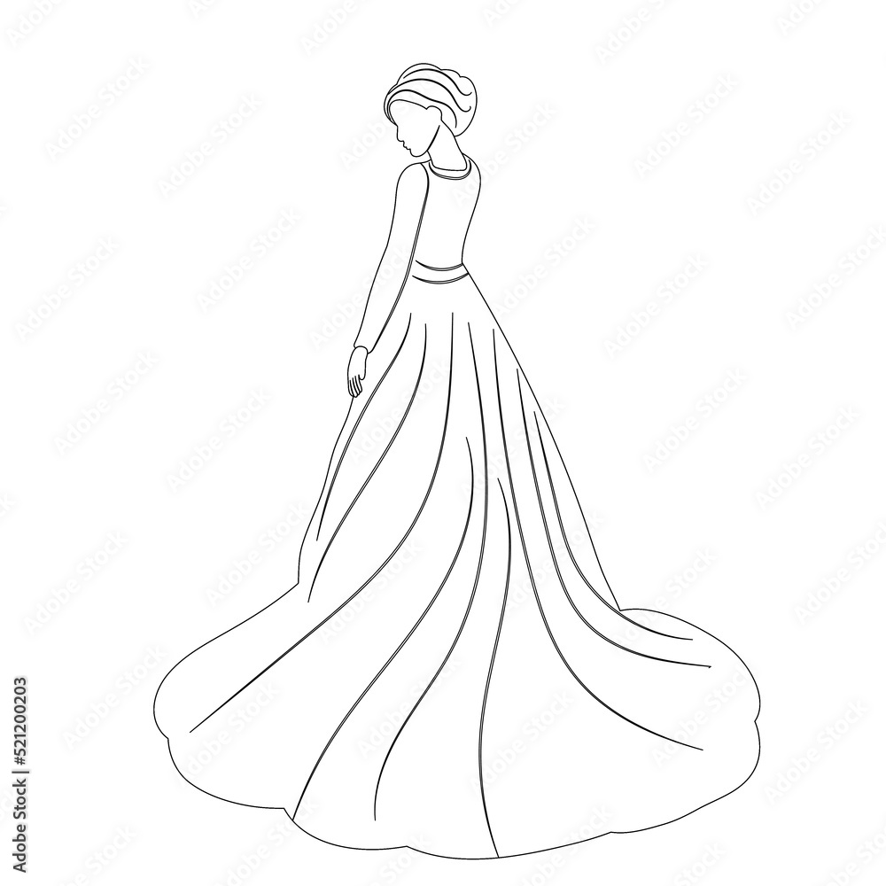 bride outline sketch on white background isolated bride outline sketch on white background isolated