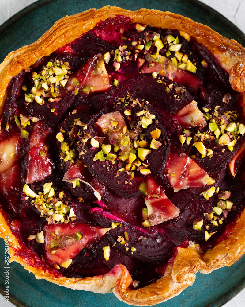 homemade tart with beetroot