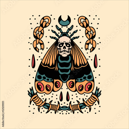 moth tattoo set vector design