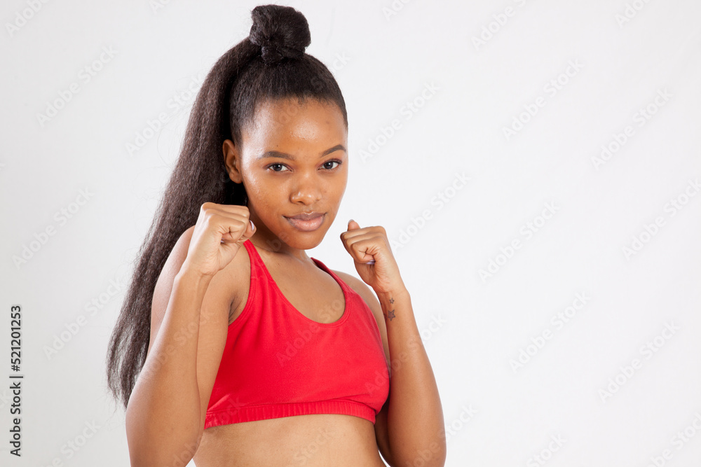 Lovely lady in a boxing pose