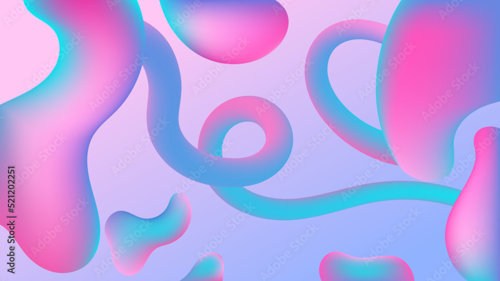 Trendy neon summer flow lava shapes gradient background, colorful abstract fluid 3d tubes. Futuristic design wallpaper for presentation, advertising, landing page, banner, poster, cover, flyer