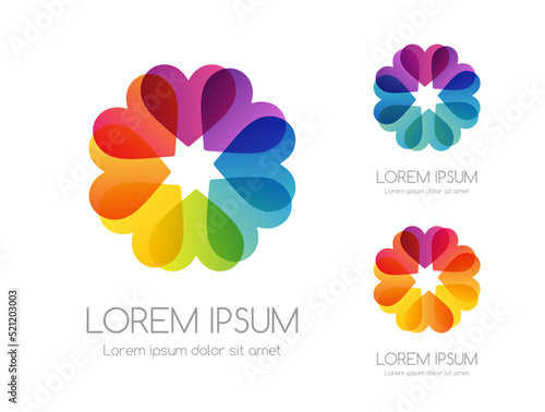 Abstract rainbow color logo. Colorful vector emblem.