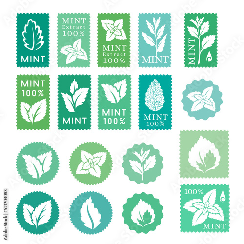 Mint leaves badges, banners and stickers collection