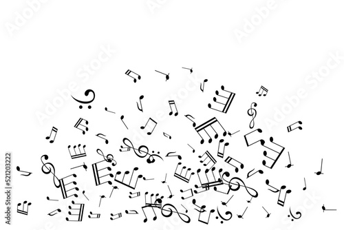 Notes on the swirl. Music decoration element isolated on the white background.