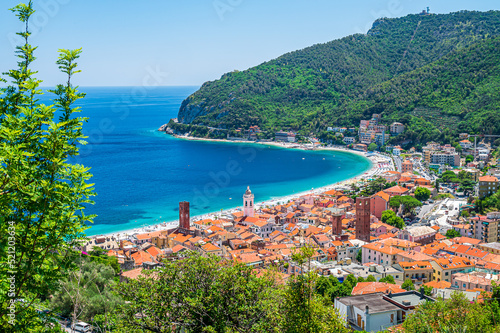 Fototapeta Naklejka Na Ścianę i Meble -  View of the City of Noli on the Italian Riviera