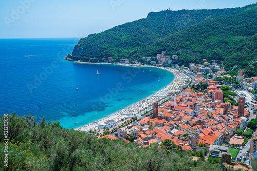 View of the City of Noli on the Italian Riviera