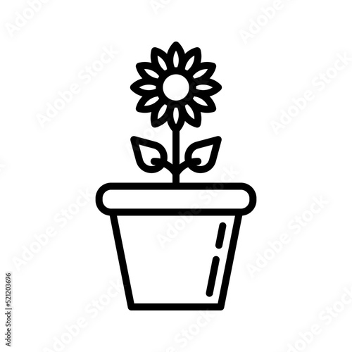 Flower Pot Line Icon