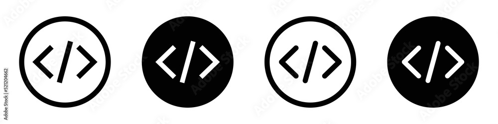 Code html icon. Program coding icon, vector illustration Code html icon. Program coding icon, vector illustration