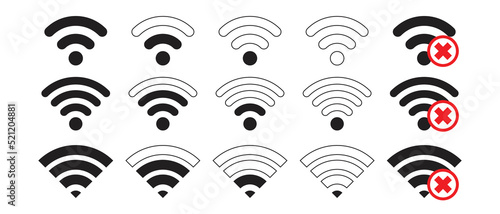 Wireless and wifi icon. Wi-fi signal symbol. Internet Connection.