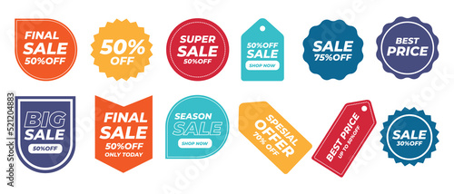 Retail sale tags collection. Cheap price flyer, special offer, big sale, discount, best offer price and big sale pricing tag badge design isolated vector collection