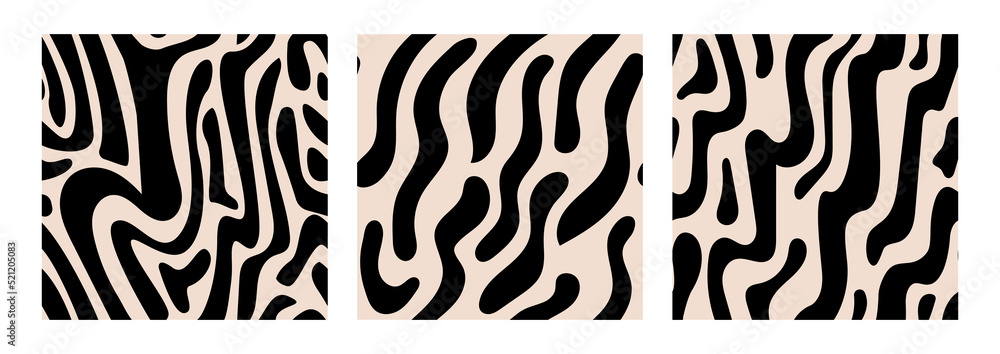 Set of abstract vector wavy seamless patterns. Trendy retro psychedelic background in 90s, 00s style. Texture in y2k aesthetic Set of abstract vector wavy seamless patterns. Trendy retro psychedelic background in 90s, 00s style. Texture in y2k aesthetic