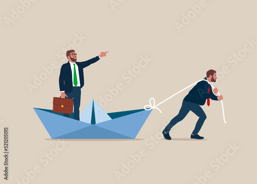 Business and corporate exploitation vector concept. Symbol of bossing, manipulation. Minimal design eps10 illustration