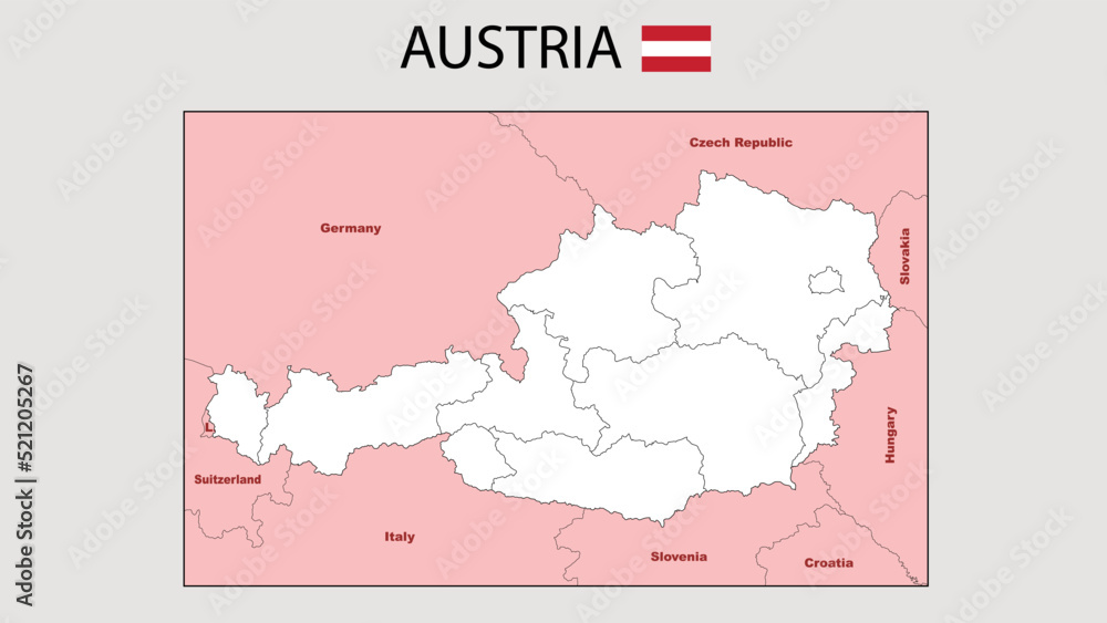 Austria Map. Political map of Austria. Italy Map with neighboring countries and borders. Austria Map. Political map of Austria. Italy Map with neighboring countries and borders.