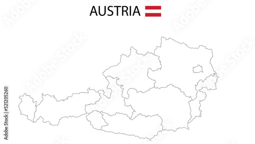 Austria Map. Austria Map with white background and line map.