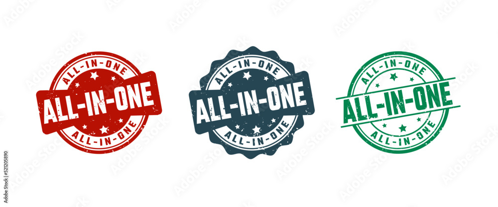 All in one Sign or Stamp Grunge Rubber on White Background