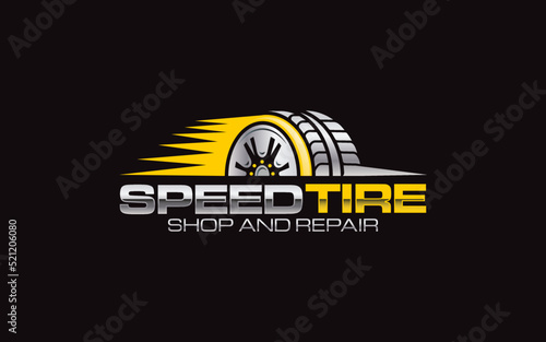 Illustration vector graphic of tire shop and repair service logo design template