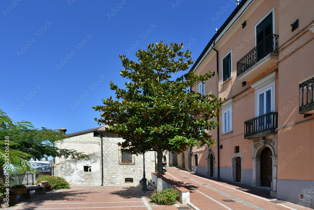 A small street between the old houses of Savignano Irpino, one of the most beautiful villages in Italy.
