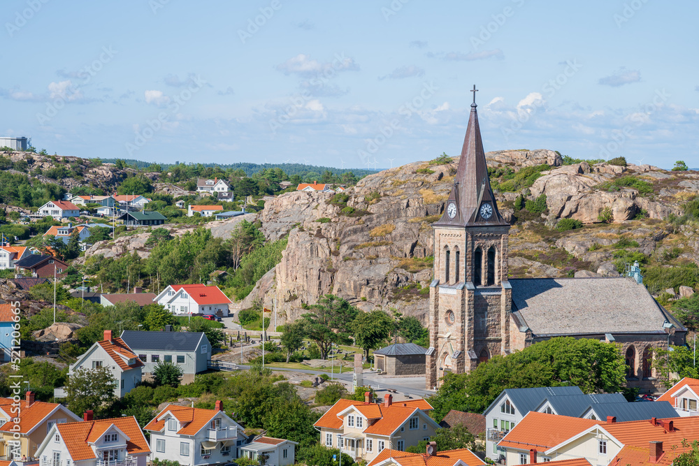 Cityscape over Fjallbacka on the Swedish West Coast. Popular travel destination in summer season